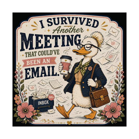 I Survived Another Meeting That Could've Been an Email — Matte Vertical Poster